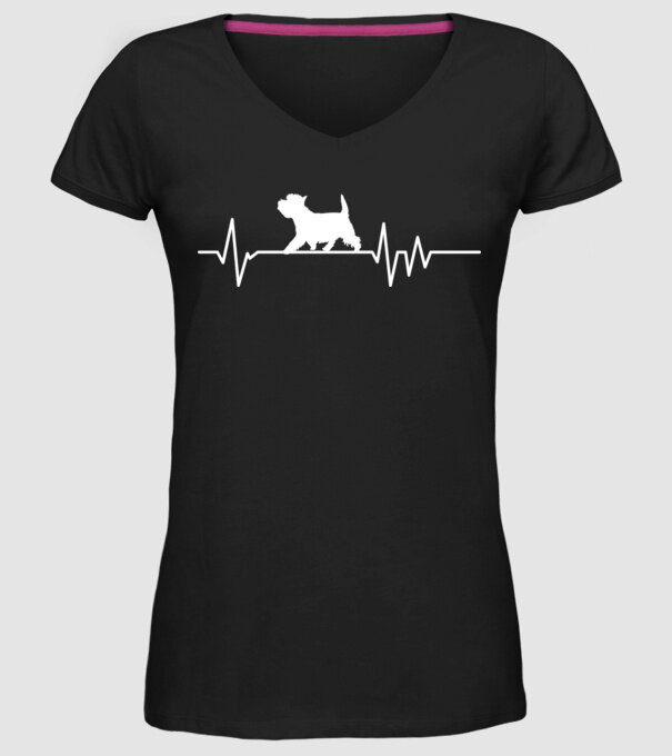 Heartbeat silueta Westie model negru pe tricou