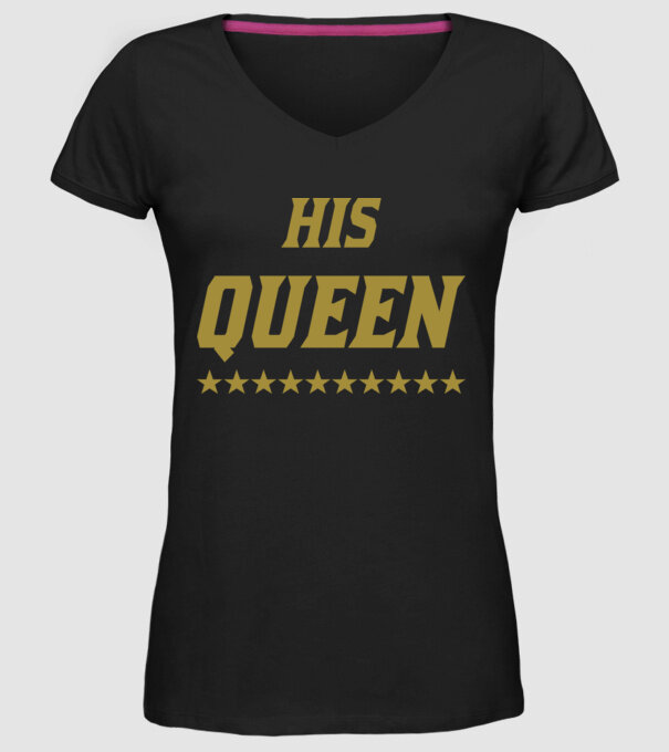 His Queen model negru pe tricou
