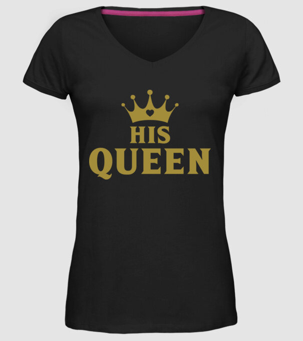 His Queen model negru pe tricou