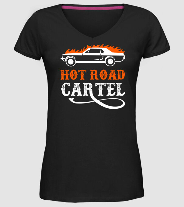 Hot road cartel model negru pe tricou