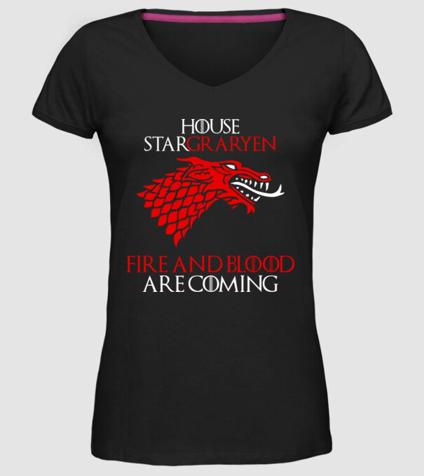 house stargaryen model negru pe tricou