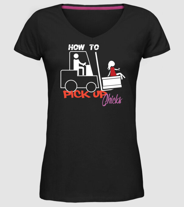 How to Pick up Chicks model negru pe tricou