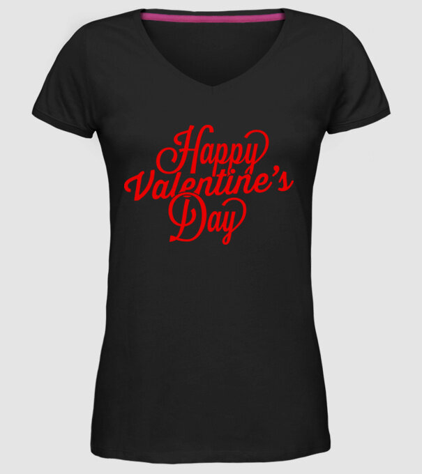 Happy Valentines day model negru pe tricou