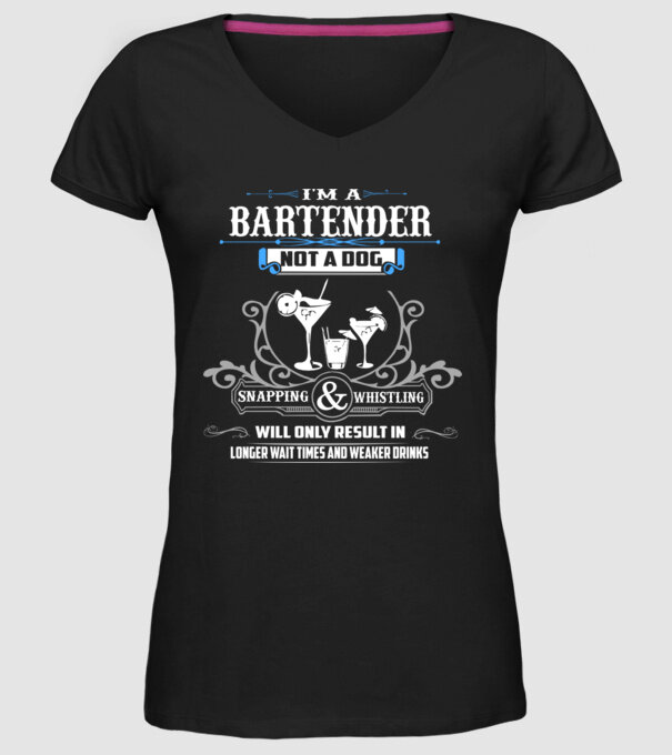 'I''m a bartender NOT a dog' model negru pe tricou