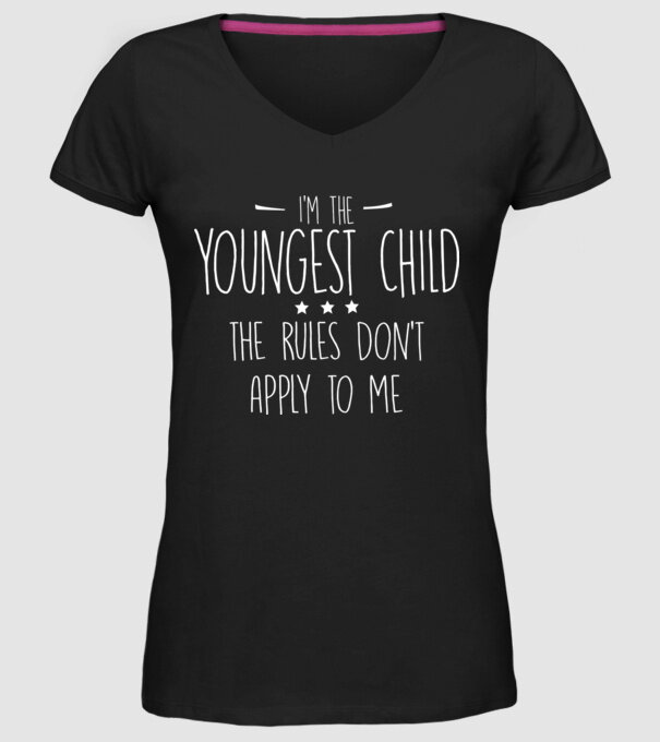 I'm the youngest child model negru pe tricou
