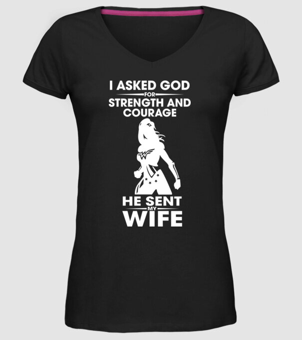 I asked God for strenght and courage model negru pe tricou