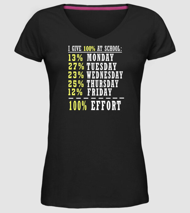 I give 100% at school model negru pe tricou