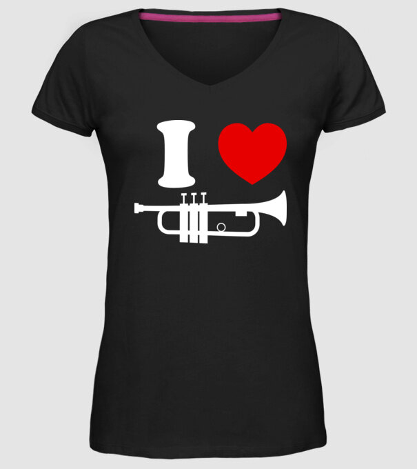 I heart trumpet model negru pe tricou