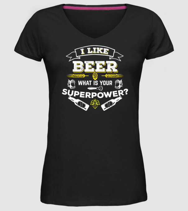 i like beer model negru pe tricou