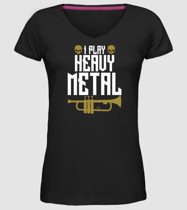 I play heavy metal trumpet model negru pe tricou