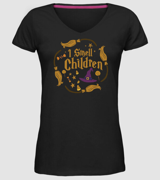 I smell children model negru pe tricou