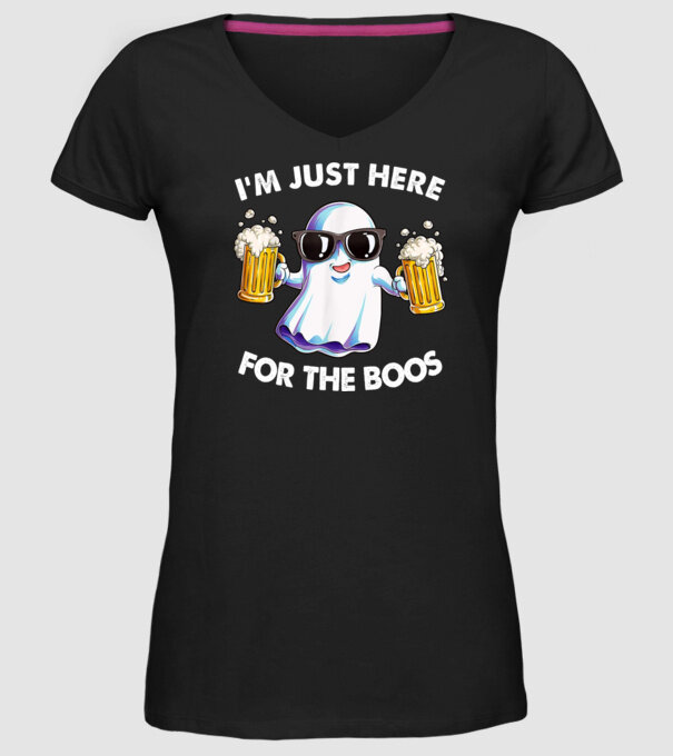 Im just here for the boos model negru pe tricou