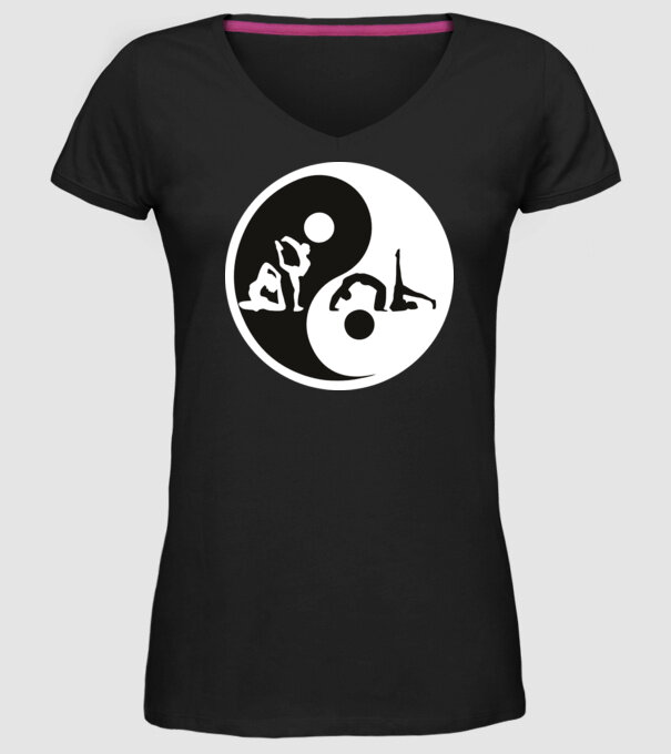 Yoga yin-yang model negru pe tricou