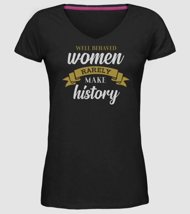 Fete bine educate model negru pe tricou