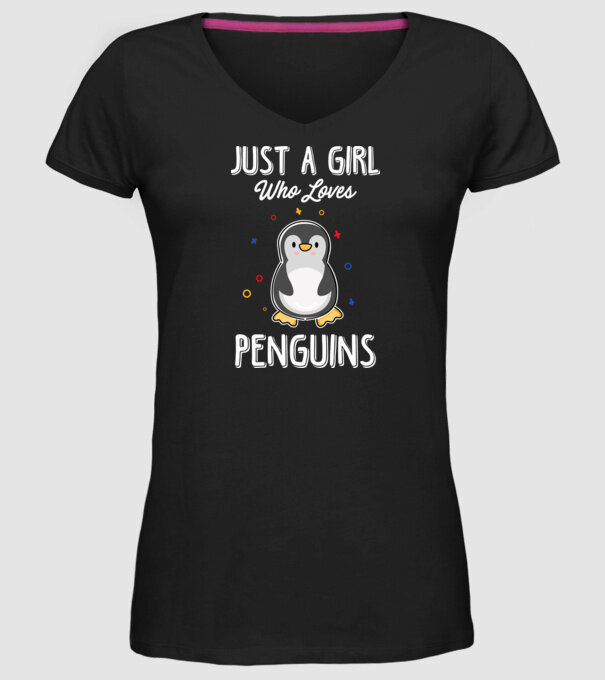 Just a girl who loves Penguins white model negru pe tricou