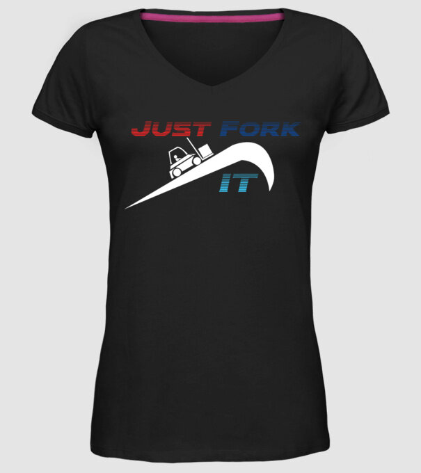 Just Fork It model negru pe tricou