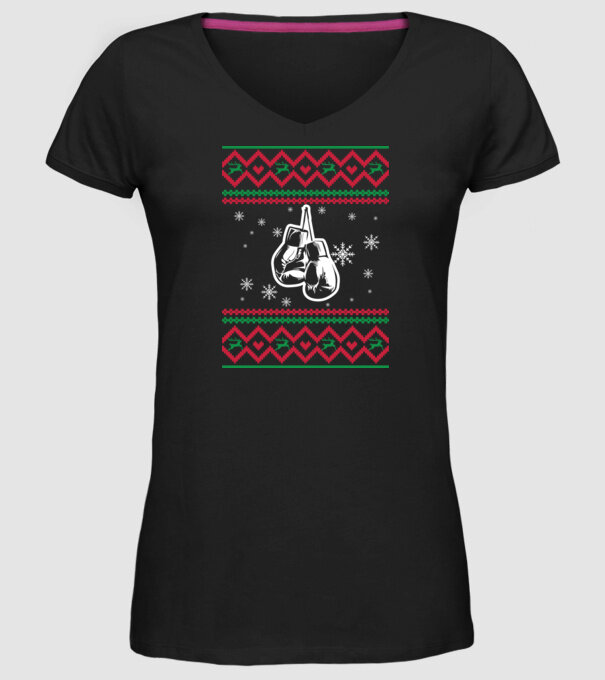 Model tricotat de Crăciun - box model negru pe tricou