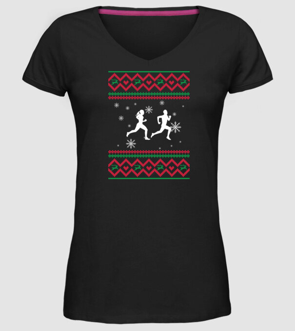 Model tricotat de Crăciun - alergători model negru pe tricou