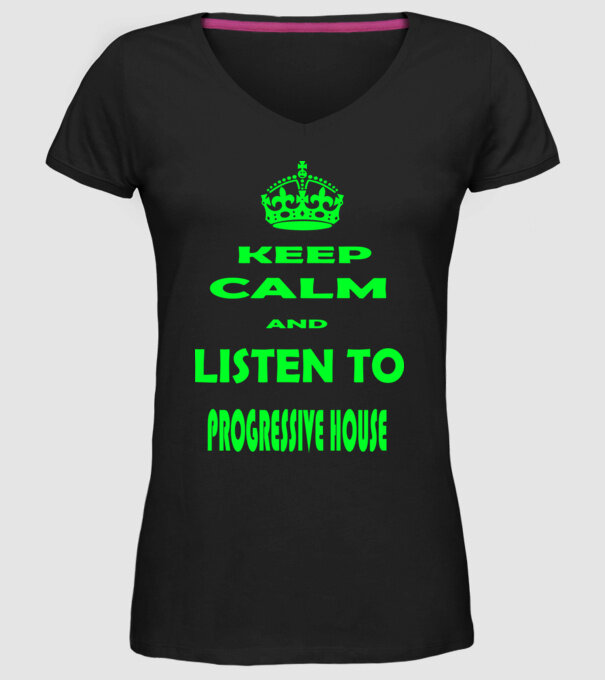 Keep Calm and Listen to prog-house model negru pe tricou