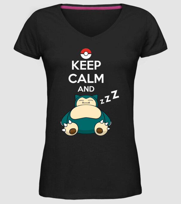 Keep Calm Snorlax model negru pe tricou