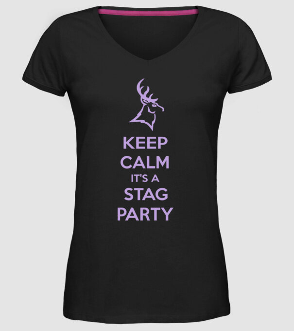 Keep calm stag party on model negru pe tricou