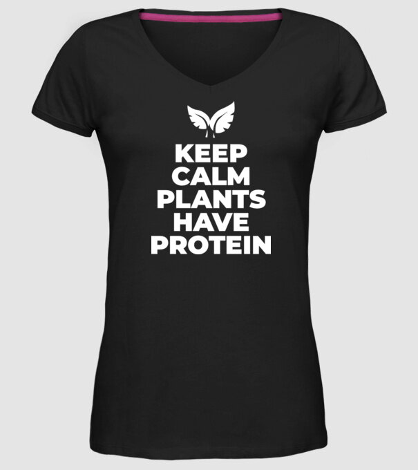 keep calm plant protein model negru pe tricou
