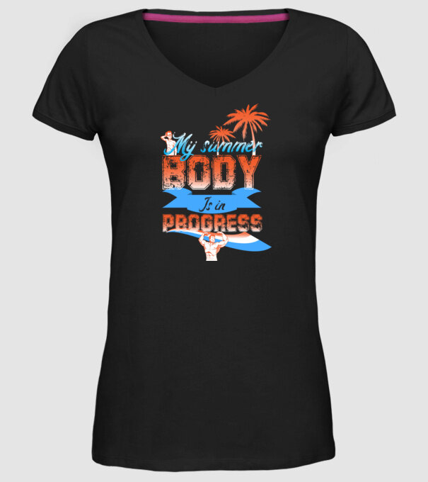 Mă pregătesc pentru vară model negru pe tricou