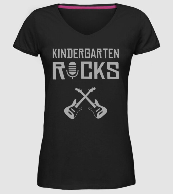 Kindergarten rocks model negru pe tricou