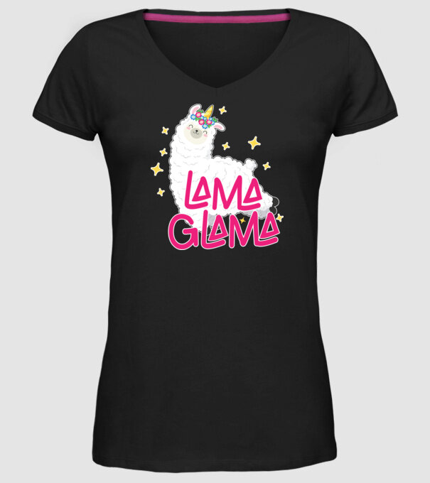 Lama glama model negru pe tricou