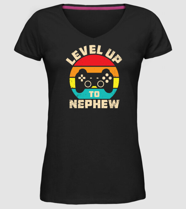 Level Up Nephew model negru pe tricou