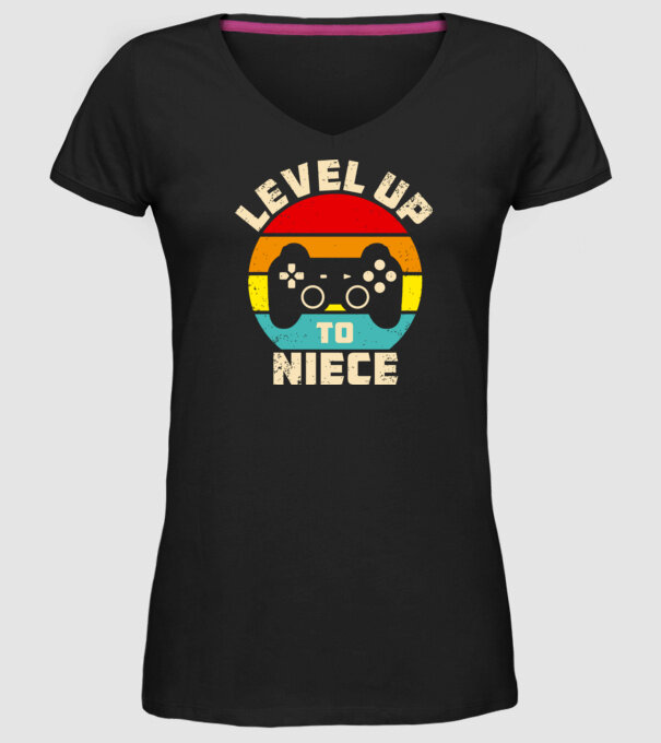 Level Up Niece model negru pe tricou