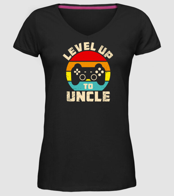 Level Up Uncle model negru pe tricou
