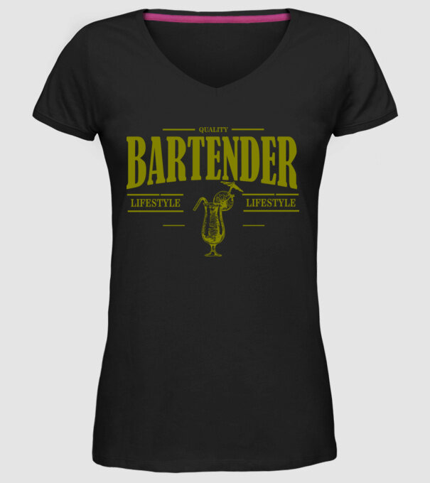 Lifestyle Bartender model negru pe tricou