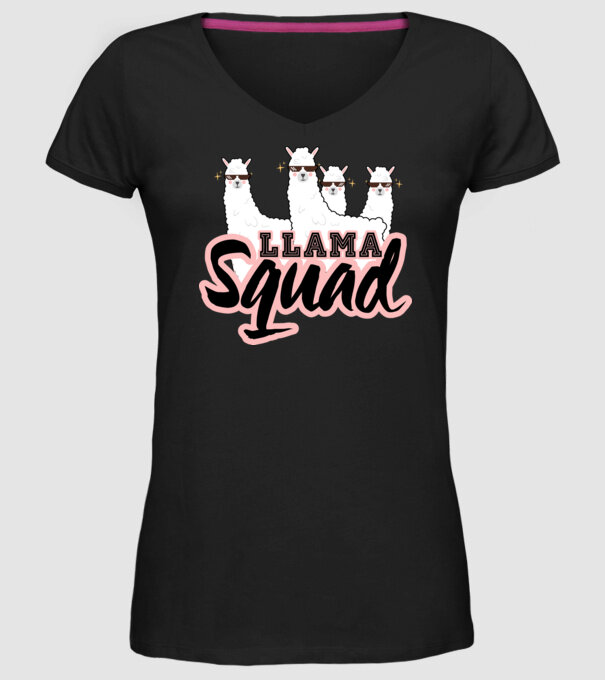 Llama squad model negru pe tricou