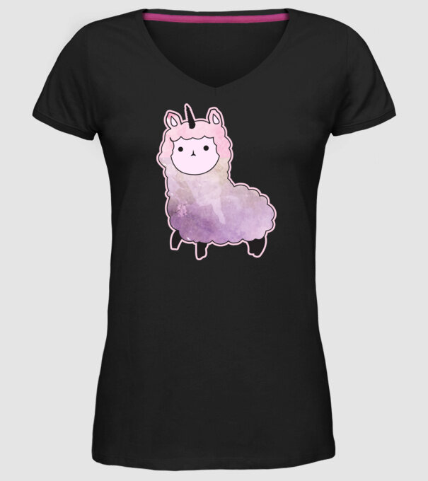 Llamacorn cutie model negru pe tricou