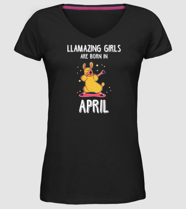 llamazing girls are born in april model negru pe tricou