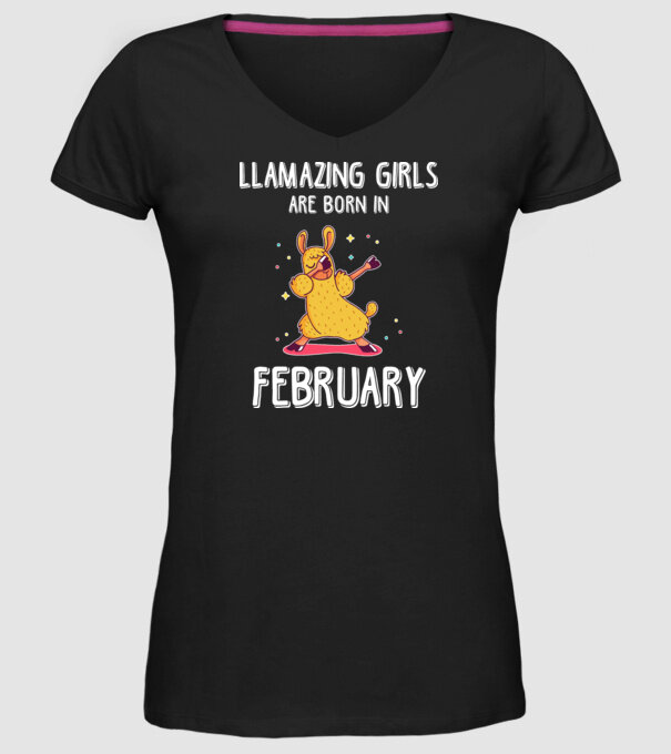 llamazing girls are born in february model negru pe tricou