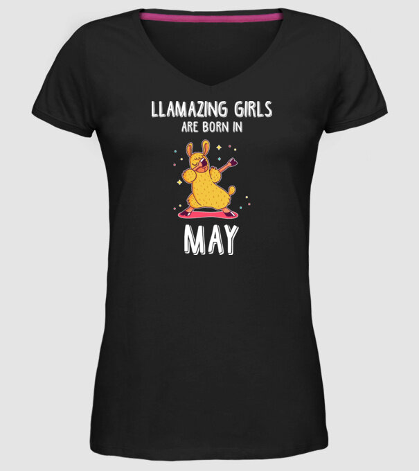 Llamazing girls are born in may model negru pe tricou