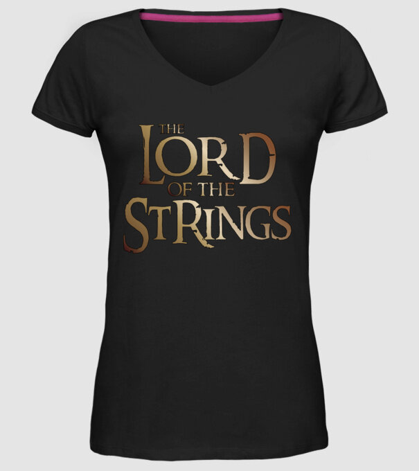 Lord of the Strings model negru pe tricou