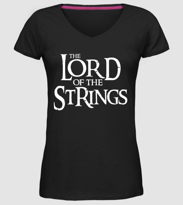 Lord of the Strings model negru pe tricou
