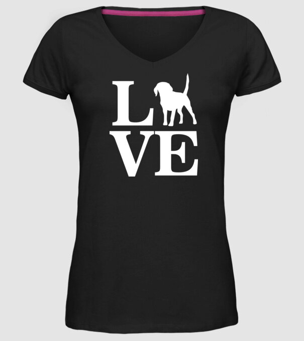 LOVE BEAGLE model negru pe tricou