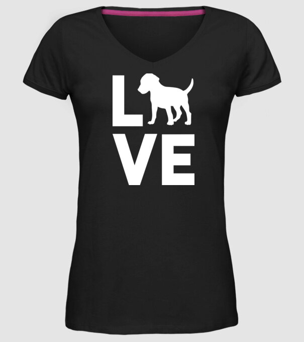 LOVE Beagle model negru pe tricou