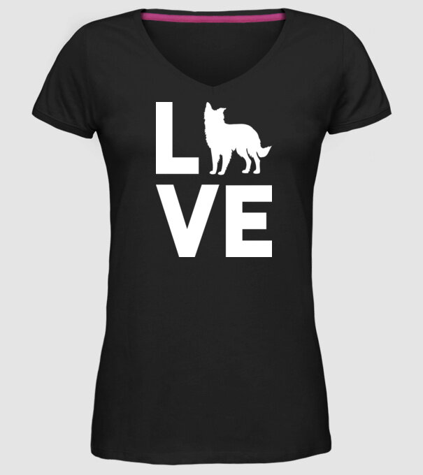 LOVE Border Collie model negru pe tricou