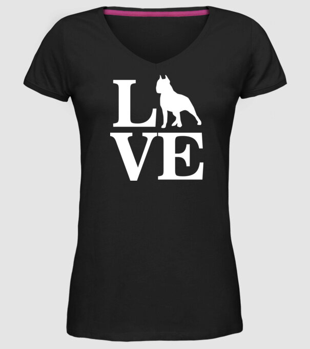 LOVE BULLDOG model negru pe tricou