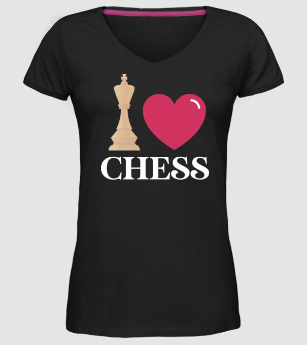 Love chess model negru pe tricou