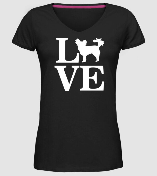 LOVE CHIHUAHUA model negru pe tricou