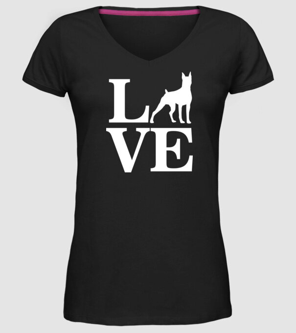 LOVE DOBBERMAN model negru pe tricou