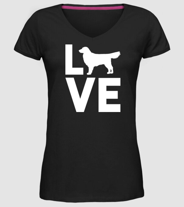 LOVE Golden Retriever model negru pe tricou