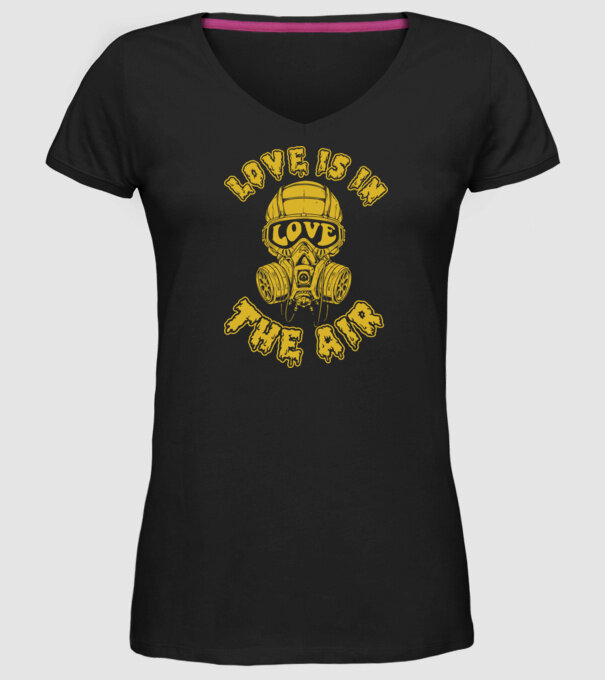 Love is in the air yellow model negru pe tricou