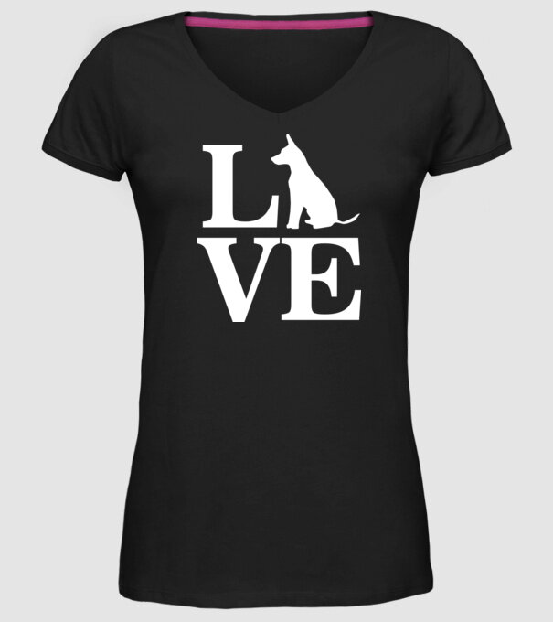 Love câini model negru pe tricou